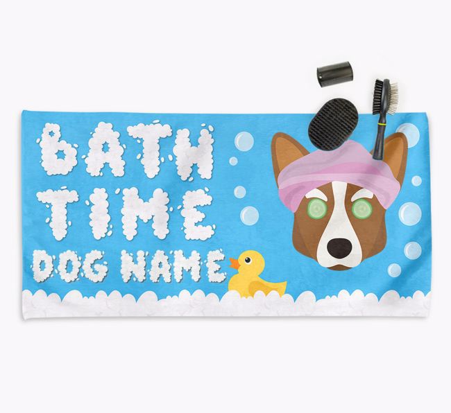 'Bubble Bath Time' Personalised Dog Towel for your {breedCommonName}